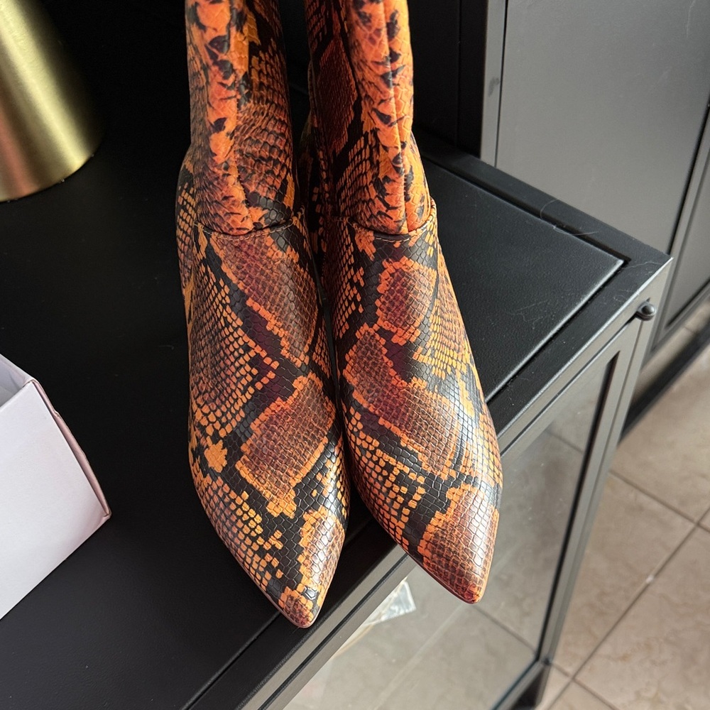 Steve Madden Snakeskin Patterned Knee-High Boots - Picture 2 of 3